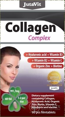 JutaVit Kolagen komplex + kyselina hyaluronová, vitamíny B3, B2, C + organický zinek a biotin tbl 1x60 ks
