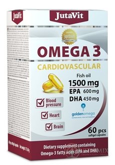 JutaVit Omega 3 Kardiovaskulář 1500 mg cps (EPA 600 mg, DHA 450 mg) 1x60 ks