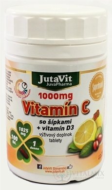 JutaVit Vitamin C 1000 mg se šipkami + vitamín D3 tbl 1x100 ks