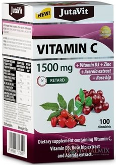 JutaVit Vitamin C 1500 mg tbl s postupným uvolňováním, s vitaminem D3, zinkem, šipkami a extraktem z aceroly 1x100 ks