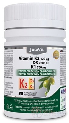 JutaVit Vitamin K2 120 µg, D3 2000 IU, K1 700 µg měkké tobolky 1x60 ks
