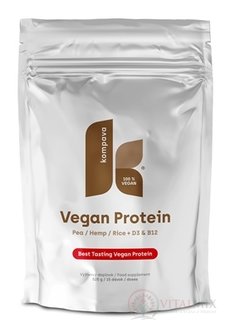 Kompava vegani PROTEIN prášek, 100% rostlinný protein, čokoláda a skořice, 1x525 g