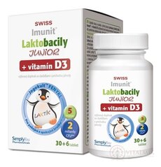 Laktobacily JUNIOR SWISS Imunit + vitamín D3 tbl 30+6 zdarma (36 ks)