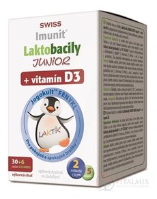 Laktobacily JUNIOR SWISS Imunit + vitamín D3 tbl 30+6 zdarma (36 ks)