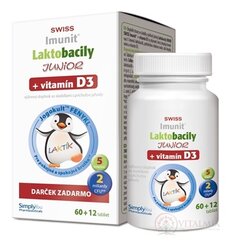 Laktobacily JUNIOR SWISS Imunit + vitamín D3 tbl 60+12 zdarma (72 ks)