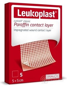 LEUKOPLAST CUTICELL CLASSIC krytí na rány s parafínovou kontaktní vrstvou, sterilní, 5x5 cm, 1x5 ks