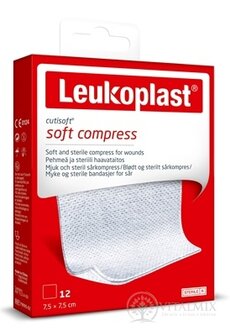 LEUKOPLAST CUTISOFT SOFT COMPRESS krytí na rány, z netkané textilie, sterilní, 7,5x7,5 cm, 1x12 ks
