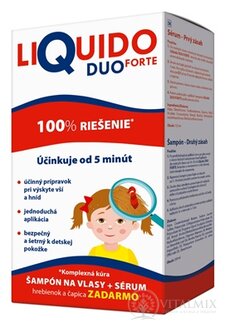 LiQuido DUO FORTE proti vším šampon 200 ml + (sérum 125ml + hřebínek + čepice) zdarma, 1x1 set