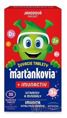 STADA Marťánci s Imunactivom cucavé tablety, příchuť jahoda, 1x30 ks