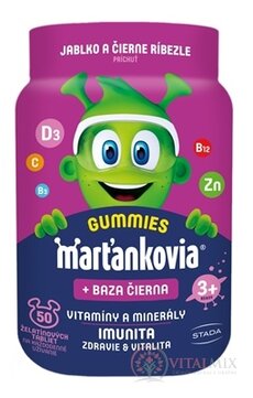 WALMARK Marťánci Gummy Vitamíny s bází černou želatinové tablety, příchuť jablko a černý rybíz 1x50 ks