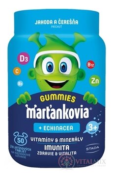 WALMARK Marťánci Gummy Vitamíny s Echinaceou želatinové tablety, příchuť jahoda a třešeň 1x50 ks