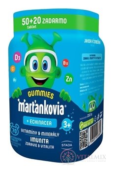 WALMARK Marťánci GUMMY s Echinaceou želatinové tablety, příchuť jahoda a třešeň 50+20 zdarma (70 ks)