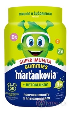 STADA Marťánci GUMMY Super Imunita &amp; Betaglukan želatinové tablety, příchuť malina a borůvka 1x50 ks