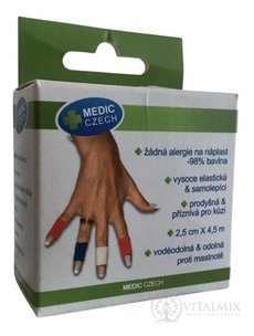 MEDIC Bandáž Finger Červená 2,5cm x 4,5m, náplast elastická (rychloobvaz), 1x1 ks