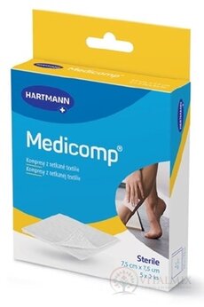 Medicomp kompresy z netkané textilie, sterilní (7,5x7,5 cm), 5x2 ks