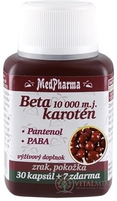 MedPharma betakaroten 10 000 IU + Panthenol + PABA cps 30 + 7 zdarma (37 ks)