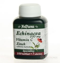 MedPharma ECHINACEA 100mg, VITAMIN C, ZINEK tbl 100 + 7 zdarma (107 ks)