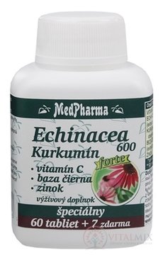 MedPharma ECHINACEA 600 Forte - Kurkumin tbl 60 + 7 zdarma (67 ks)