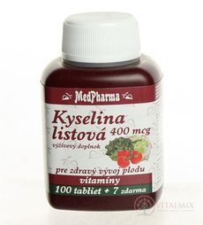 MedPharma KYSELINA LISTOVÁ 400 mcg tbl 100 + 7 zdarma (107 ks)