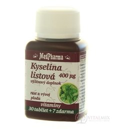 MedPharma KYSELINA LISTOVÁ 400 mcg tbl 30 + 7 zdarma (37 ks)