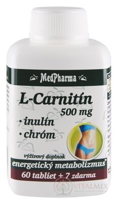 MedPharma L-CARNITIN 500 MG + INULIN + CHROM tbl 60 + 7 zdarma (67 ks)