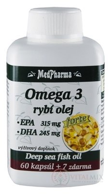 MedPharma OMEGA 3 rybí olej forte - EPA, DHA cps 60 + 7 zdarma (67 ks)