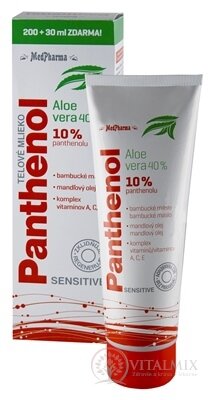 MedPharma PANTHENOL 10% TĚLOVÉ MLÉKO Sensitive, s Aloe vera, 200 + 30 ml zdarma (230 ml)