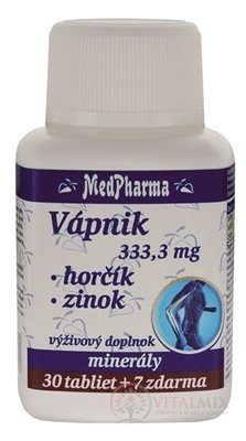 MedPharma VÁPNÍK 333,3 mg + Hořčík + Zinek tbl 30 + 7 zdarma (37 ks)
