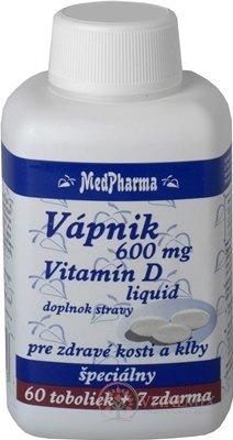 MedPharma VÁPNÍK 600 mg + Vitamín D LIQ. cps 60 + 7 zdarma (67 ks)