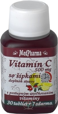 MedPharma VITAMÍN C 500mg se šipkami tbl (s postupným uvolňováním) 30 + 7 zdarma (37 ks)