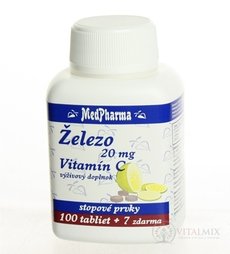 MedPharma ŽELEZO 20mg + Vit. C tbl 100 + 7 zdarma (107 ks)