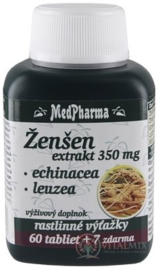 MedPharma ŽENŠEN 350 mg + Echinacea + Leuzea tbl 60 + 7 zdarma (67 ks)