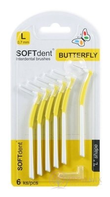 Mezizubní kartáčky SOFTdent Butterfly L 0,7 mm zahnuté, žluté 1x6 ks