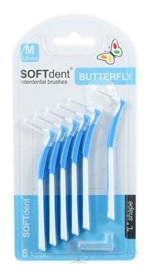 Mezizubní kartáčky SOFTdent Butterfly M 0,6 mm zahnuté, modré 1x6 ks