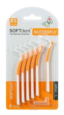 Mezizubní kartáčky SOFTdent Butterfly XS 0,4 mm zahnuté, oranžové 1x6 ks