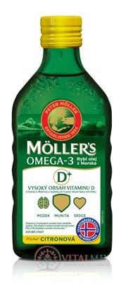 MOLLER&#39;S Omega 3 RYBÍ OLEJ dospělí 50+ citronová příchuť 1x250 ml