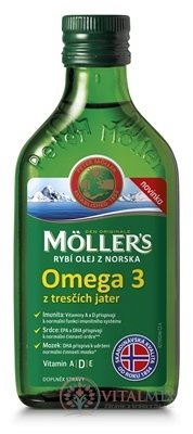 MOLLER&#39;S Omega 3 RYBÍ OLEJ Natur z jater tresek 1x250 ml