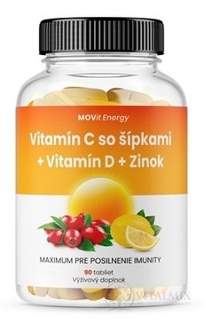 MOVit Vitamin C 1200 mg se šipkami + D + Zinek tbl 1x90 ks