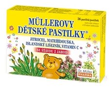 MÜLLEROVY DĚTSKÉ PASTILKY se šťávou z jahod, s vitamínem C, 1x36 ks