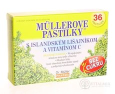 MÜLLEROVY PASTILKY S ISLAND. Lišejníků A VIT. C Bez cukru 1x36 ks