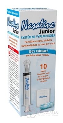 Nasaline Junior Systém na výplach nosu stříkačka + odměrka + 10 sáčků soli + cestovní pouzdro 1x1 set