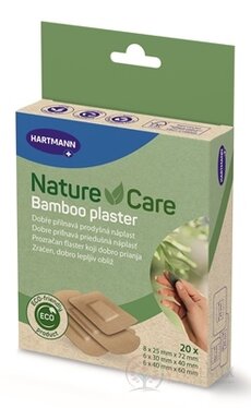 Nature Care Bamboo plaster náplast prodyšná, 3 velikosti (25x72 mm, 30x40 mm, 40x60 mm) 1x20 ks