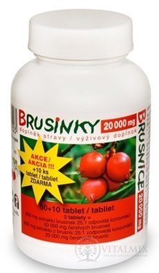 Naturvita BRUSINKY 20 000 mg tbl 60 + 10 zdarma (70 ks)