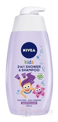 NIVEA Kids 2in1 Dětský sprchový gel Girl s vůní lesního ovoce 1x500 ml