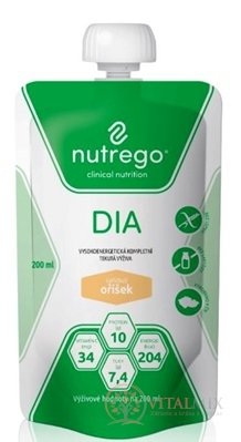 Nutrego DIA s příchutí oříšek tekutá výživa 12x200 ml