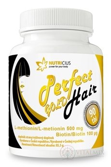 NUTRICIUS Perfect HAIR gold tbl (L - methionin 500 mg + biotin 100 mikrogramů) 1x90 ks