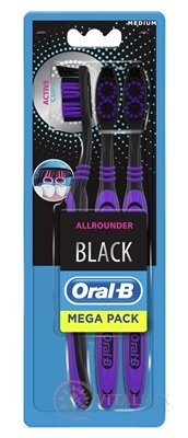 Oral-B BLACK ALLROUNDER Medium zubní kartáček manuální 1x3 ks