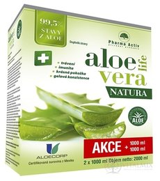 Pharma Activ AloeVeraLife NATURA šťáva z aloe 99,5% 2x1000 ml (2000 ml), 1x1 set