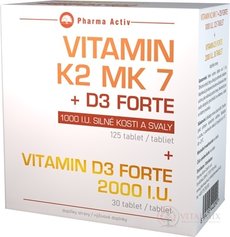 Pharma Activ Vitamin K2 MK 7 + D3 FORTE 1000 IU tbl 125 ks + Vitamin D3 Forte 2000 IU tbl 30 ks, 1x1 set