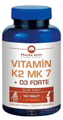 Pharma Activ Vitamin K2 MK 7 + D3 FORTE tbl (inov.2020) 100 + 25 (125 ks)